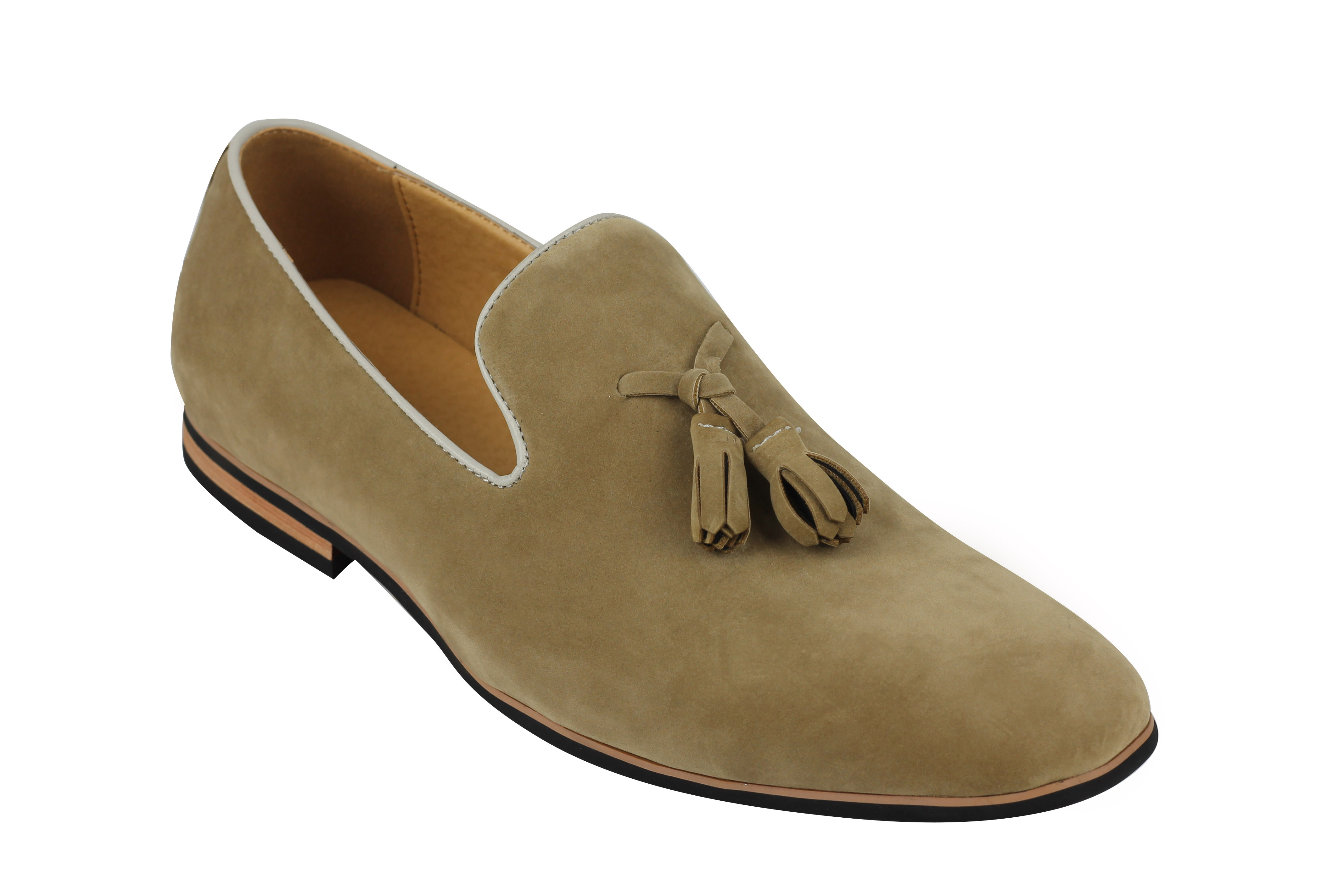 Mens Faux Leather Slip on Suede Loafers Driving Shoes Tassel Design UK